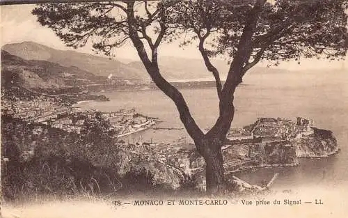 A871 Monaco Monte Carlo pris du Signal View 1928 Vintage Postkarte