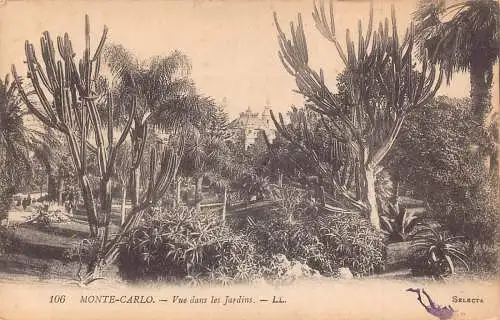 A872 Monaco Monte Carlo Vue dans les Jardins Gärten Kaktus Postkarte