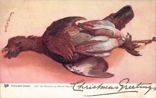 A047 Weihnachten 1906 Vogel Auercalzie Tauben Gemälde Helena Maguire Postkarte
