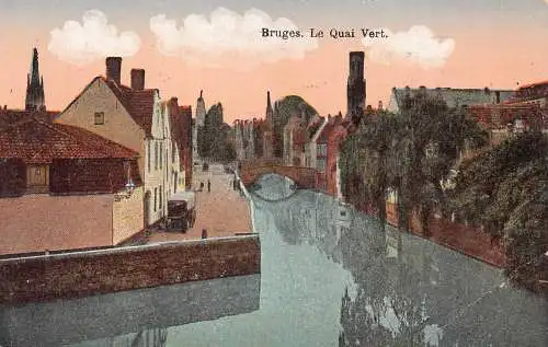 A236 Belgien Brügge le Quai Vert Kanal Vintage Postkarte