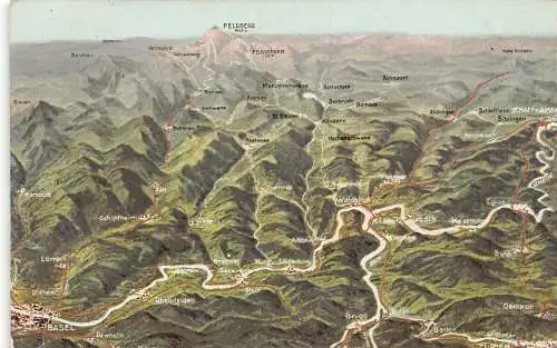 L305 Deutschland 1909 Karte der Gipfeltäler Feldberg Siblingen Postkarte