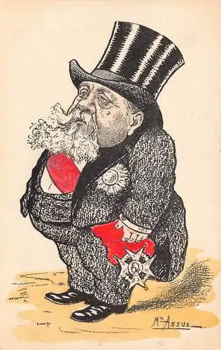 A876 Politische Satire Präsident Armand Fallieres Karikatur von M Assus Postkarte