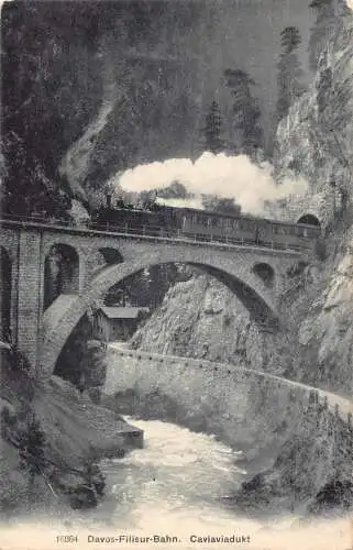 A873 Schweiz Davos Filisur Bahn Caviaviadukt Viadukt Dampfbahn Postkarte