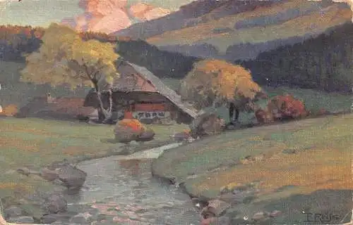 L303 Deutschland Pater Reiss Herbst im Schwarzwald Gemälde Vintage Postkarte