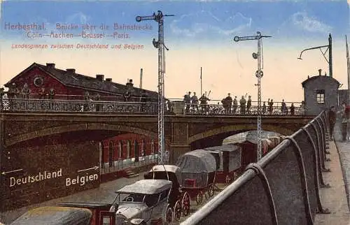 L304 Deutschland 1917WK Herbesthal Brücke Bahnstrecke Belgien Wagen Postkarte