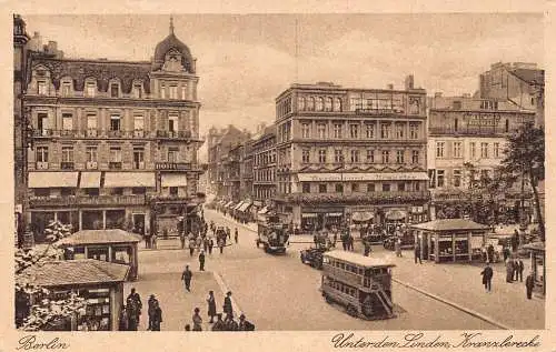 L305 Deutschland 1929 Berlin Linden Kranzlercke Doppeldecker Cafe Hotel Postkarte