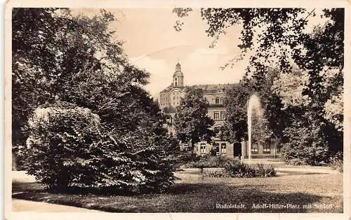L305 Deutschland 1930 Rudolstadt Adolf-Hitler Platz Mit Schlossbrunnen Postkarte