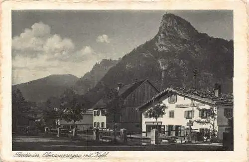L304 Deutschland Partie in Oberammergau mit Kofel Vintage Postkarte