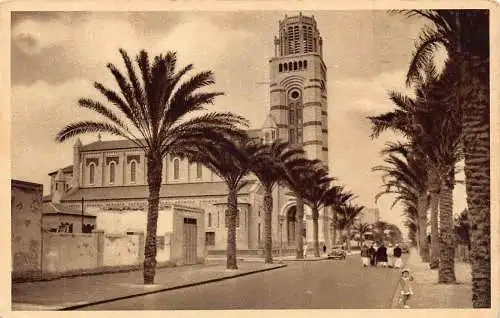 A874 Ägypten Port Said Boulevard Lord Kitchener Kathedrale Vintage Postkarte