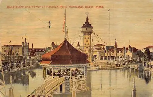 A873 US Massachusetts Nantasket Beach Bandstand Tower Paragon Park 1912 Postkarte