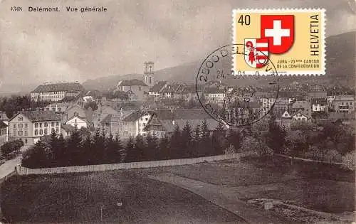 L301 Schweiz Delemont Vue Generale Panoramablick Vintage Postkarte