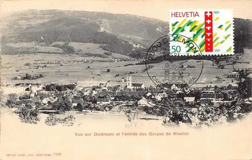 L301 Schweiz Delemont et l'entree des Gorges de Moutier Vintage Postkarte