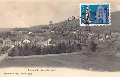 L301 Schweiz Delemont Vue Generale Ansicht Vintage Postkarte