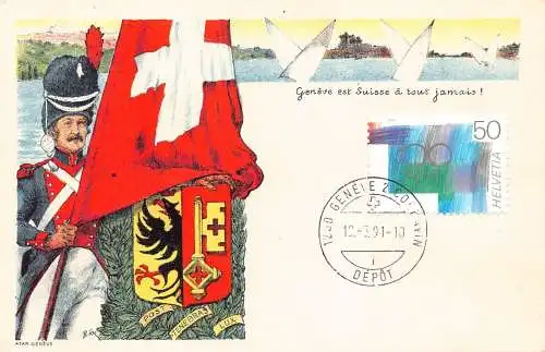 L301 Schweiz Grus aus Suisse a Tout jamais Flagge Soldat Wappen Postkarte