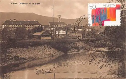 L301 Schweiz Delemont et la Birse Birds River Vintage Postkarte