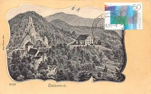 L301 Schweiz Delemont Restaurant du Vorbuurg Vintage Postkarte