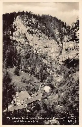A237 Österreich Wörschach Steiermark Schwefelbad Groß Klammeingang RPPC Postkarte