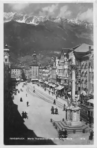 A237 Österreich Innsbruck 1933 Maria Theresia Straße Annasäusle Säule Postkarte