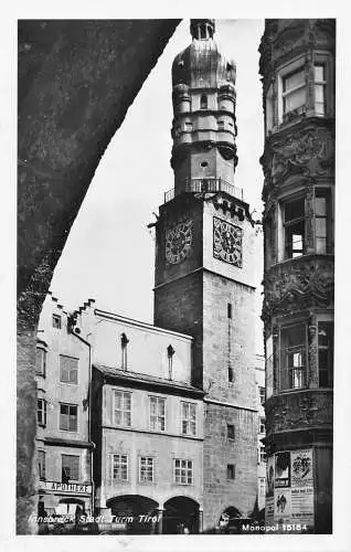 A237 Österreich Innsbruck Uhrturm Apotheke & Werbeplakate Postkarte