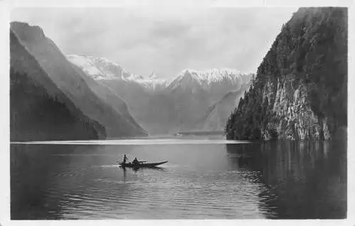 A238 Deutschland Königsee Bergsee Boot Vintage Postkarte