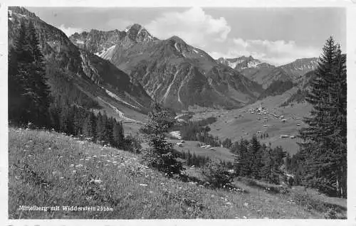A239 Österreich 1936 Mittelberg mit Widderstein 2436 m Berge Vintage Postkarte
