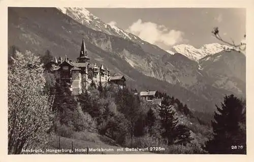 A240 Österreich Innsbruck Hungerburg Hotel Mariabrunn Bettelwurf RPPC Postkarte