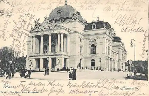 A239 Österreich 1908 Staatstheater Graz Vintage Postkarte