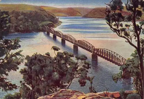 A863 Australien Hawkesbury River Bridge New South Wales Vintage Postkarte