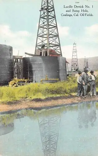 A861 US Lucille Derrick Sump Hole Coaling California Oil Field Industry Postkarte