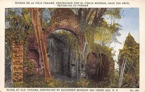 A865 Panama Ruinen bei Old Panama zerstört von Bucaneer Morgan Postkarte