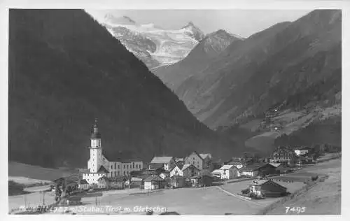 A240 Österreich Neustift 987m Stubai Tirol Gletscher Bergdorf Postkarte