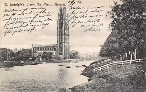A241 England 1907 Boston St Botolphs from Sluice Bridge Vintage Postkarte