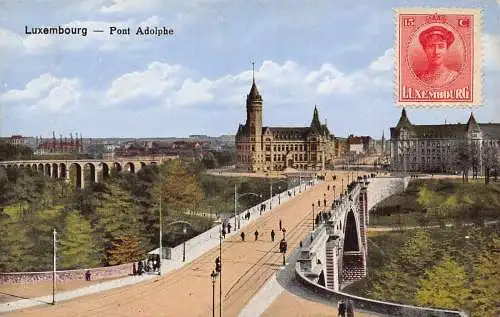 L136 Luxemburg 1921 Luxemburg Pont Adolphe Brücke Vintage Postkarte