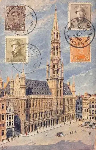 L135 Belgien 1920 Brüssel L'Hotel de Ville Rathaus Vintage Postkarte