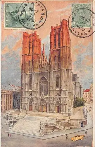 L135 Belgien 1920 Brüssel La Collegiale Michel et Gudule Kathedrale Postkarte
