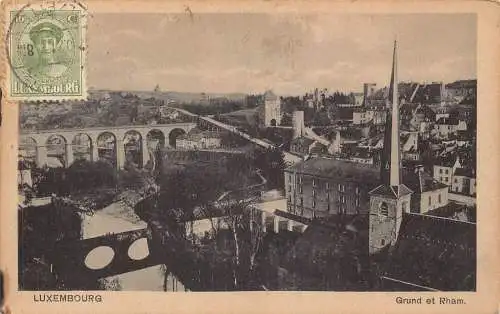 L136 Luxemburg 1921 Luxembourg Grund et Rham Ansicht Vintage Postkarte