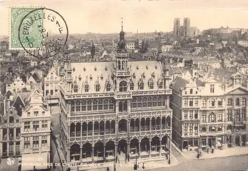 L134 Belgien 1932 Brüssel Panorama Rathaus Hotel de Ville Vintage Postkarte