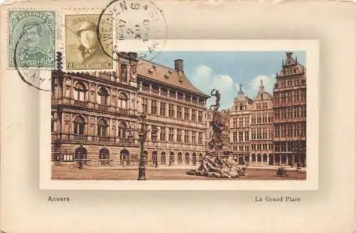L133 Belgien 1920 Anvers Antwerpen Hauptplatz Grand Place Vintage Postkarte