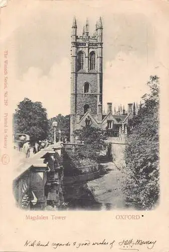 A242 England 1902 Magdalen Tower Oxford Vintage Postkarte