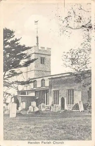 A242 England 1912 Hendon Parish Church Vintage Postkarte