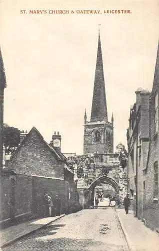 A242 England 1911 St Mary's Church & Gateway Leicester Vintage Postkarte