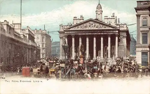 A242 England 1905 Royal Exchange London Carriages Double Decker Vintage Postkarte