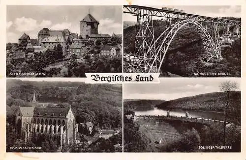 A243 Deutschland 1954 Bergisches Land Müngstener Brücke Zug Schloss Talsperre Postkarte