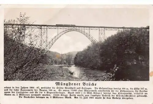 A243 Deutschland 1936 Müngstener Brücke Legende Zug Vintage Postkarte