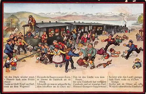 A243 Deutschland Schwäbische Eisebahne Werbung Dampflok Volks Postkarte