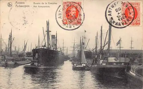 L134 Belgien 1925 Anvers Antwerpen Bassin de la Campine Dampfschiffe Postkarte