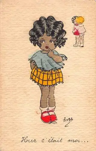 L150 Grüße Kinder signiert Suze Vintage Postkarte