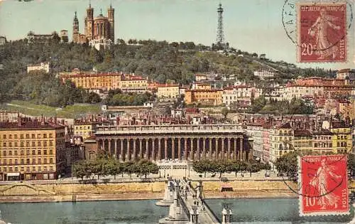 L132 Frankreich 1921 Lyon Palais de Justice Coteau de Fourviere Vintage Postkarte