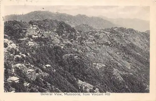 L131 Indien 1925 Gesamtansicht Mussoorie von Vincent Hill Vintage Postkarte