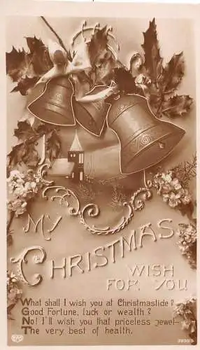 A054 Weihnachten 1912 Blumen Glocken Mistelzweig Menschen gehen in die Kirche Postkarte